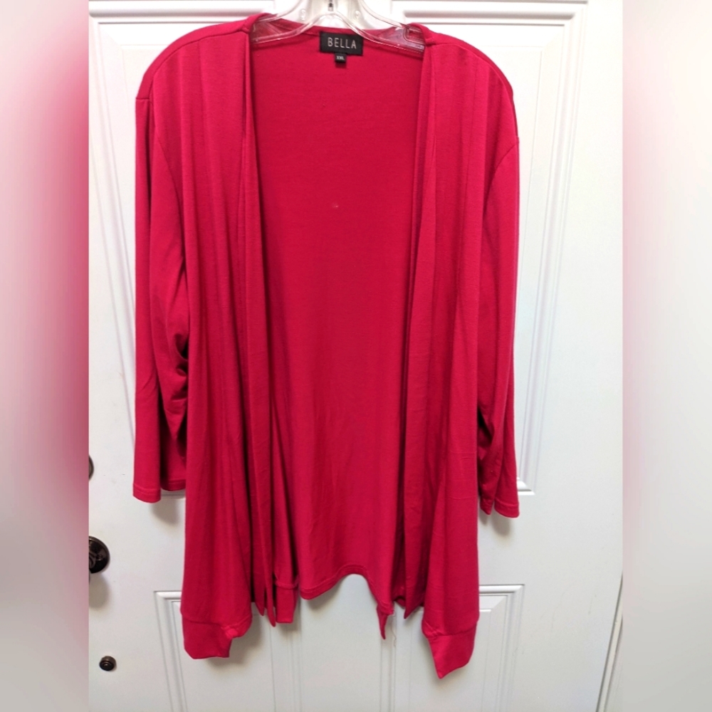 🫶🏼🆕 Cardigan with Long Sleeves & Ruffle Edge, by Bella, XXL in Vibrant Pin…